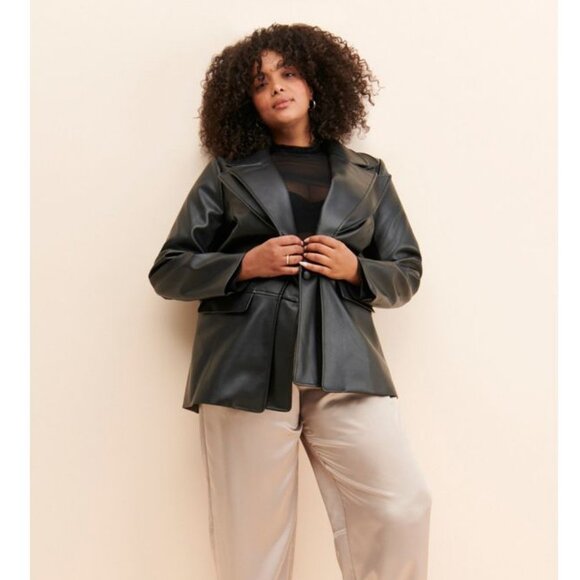 Anthropologie Hutch Layered Vegan Leather Blazer Jacket Coat Edgy Cool Unique 1X - Picture 4 of 13